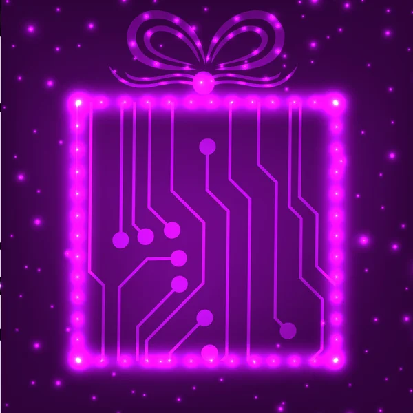 EPS10 carte de circuit imprimé Noël fond boîte cadeau — Image vectorielle