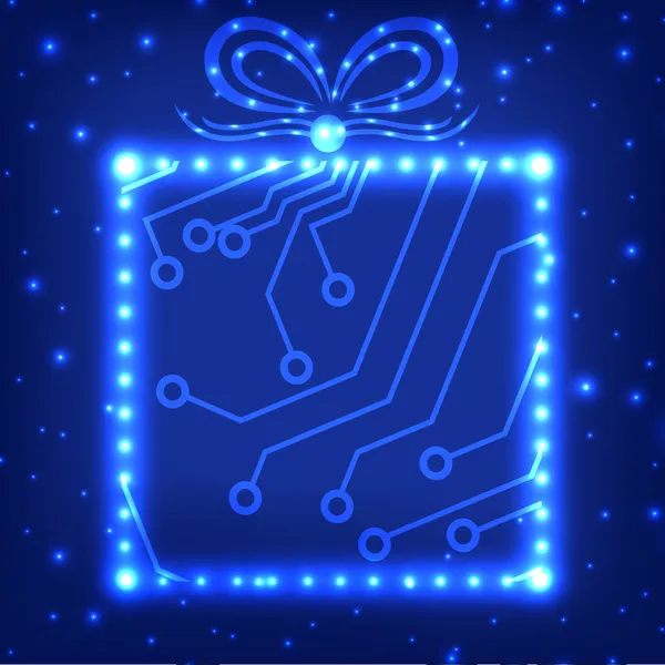 Caja de regalo de Navidad de placa de circuito EPS10 fondo — Vector de stock