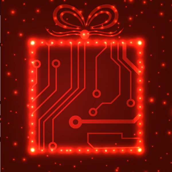 EPS10电路板圣诞礼物盒背景 — 图库矢量图片