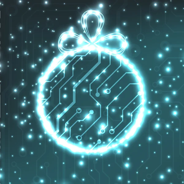 EPS10 vector circuit board ball christmas background texture — Stock Vector