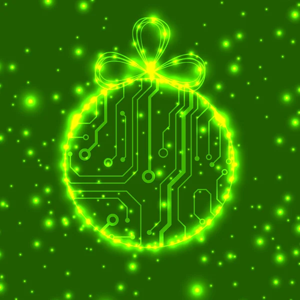 EPS10 vector circuit board ball christmas background texture — Stock Vector