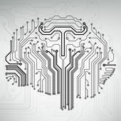 Картина, постер, плакат, фотообои "circuit board computer style brain vector technology background", артикул 43318735