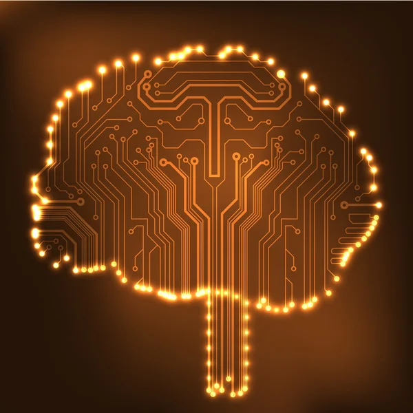 Printplaat computer stijl hersenen vector technische achtergrond. eps10 afbeelding met abstracte circuit hersenen — Stockvector