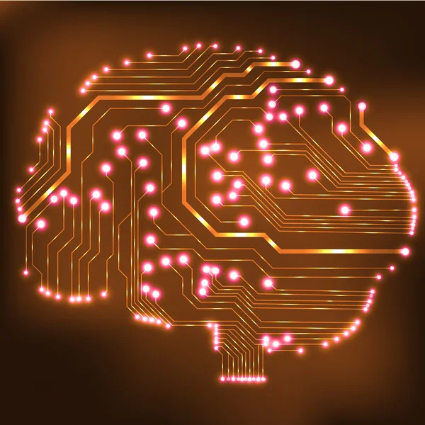 Platine Computer Stil Gehirn Vektor Technologie Hintergrund — Stockvektor