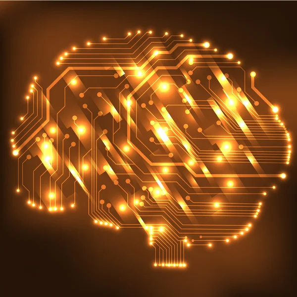 Printplaat computer stijl hersenen vector technische achtergrond. eps10 afbeelding met abstracte circuit hersenen — Stockvector