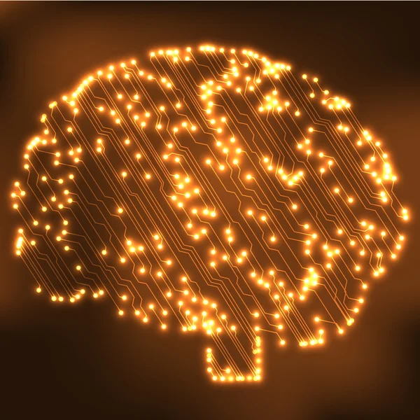 Devre kartını bilgisayarın tarzı beyin vektör teknolojik altyapı — Stok Vektör