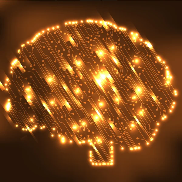 Circuit carte informatique style cerveau vecteur technologie arrière-plan — Image vectorielle