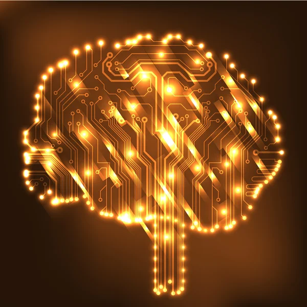 Circuit carte informatique style cerveau vecteur technologie arrière-plan. Illustration EPS10 avec cerveau de circuit abstrait — Image vectorielle