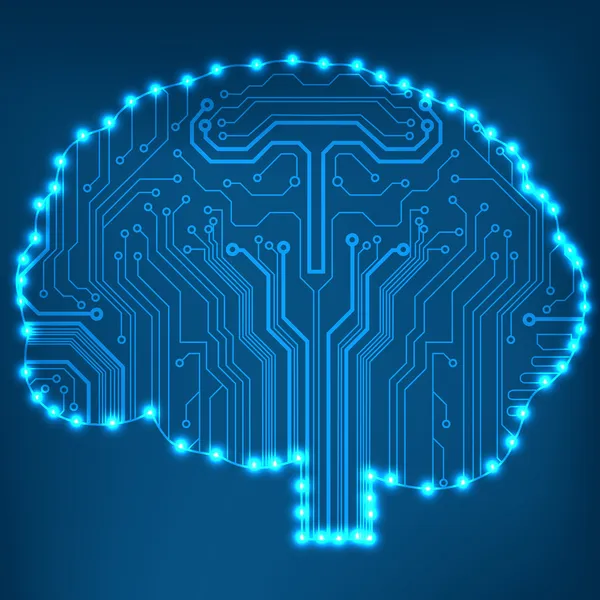 Circuit board computer style brain vector technology background — Stock Vector