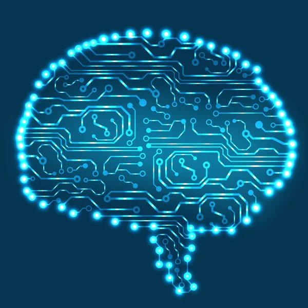 Circuit carte informatique style cerveau vecteur technologie arrière-plan — Image vectorielle