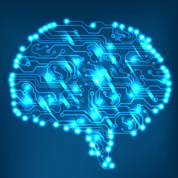 Circuit carte informatique style cerveau vecteur technologie arrière-plan — Image vectorielle