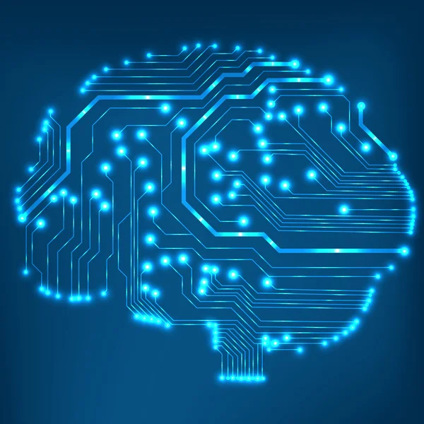 Placa de circuito computador estilo cérebro vetor tecnologia fundo — Vetor de Stock
