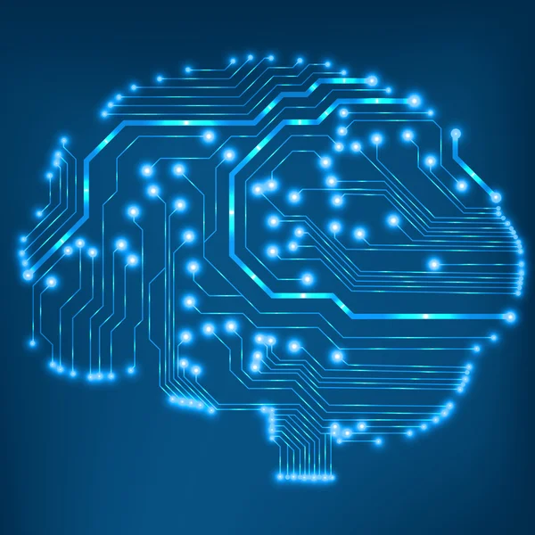 Platine Computer Stil Gehirn Vektor Technologie Hintergrund — Stockvektor