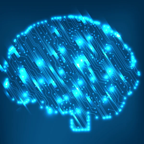 Circuit carte informatique style cerveau vecteur technologie arrière-plan — Image vectorielle