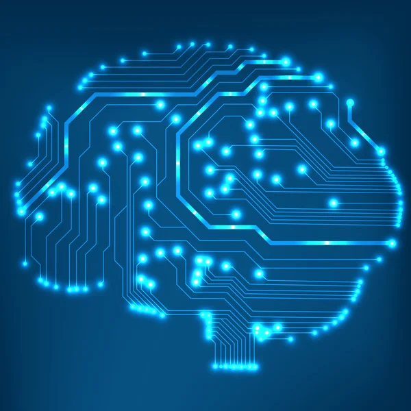 Circuit carte informatique style cerveau vecteur technologie arrière-plan — Image vectorielle