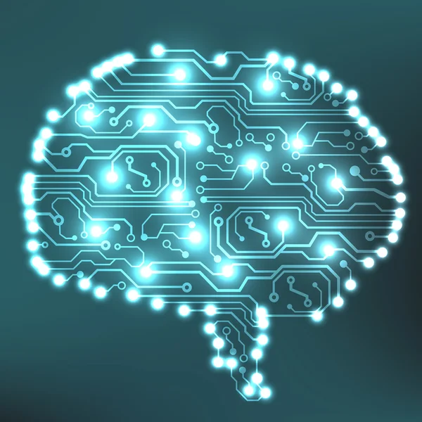 回路基板コンピューター スタイル脳ベクター技術の背景 — ストックベクタ