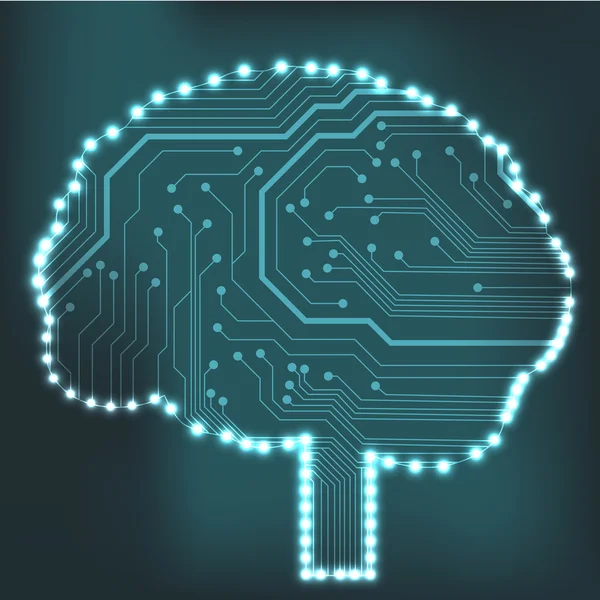 सर्किट बोर्ड कंप्यूटर शैली मस्तिष्क वेक्टर प्रौद्योगिकी पृष्ठभूमि। अमूर्त सर्किट मस्तिष्क के साथ EPS10 चित्रण — स्टॉक वेक्टर