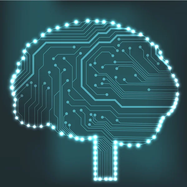 Circuit carte informatique style cerveau vecteur technologie arrière-plan. Illustration EPS10 avec cerveau de circuit abstrait — Image vectorielle