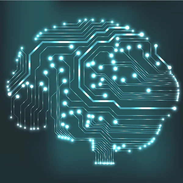 Circuit carte informatique style cerveau vecteur technologie arrière-plan — Image vectorielle