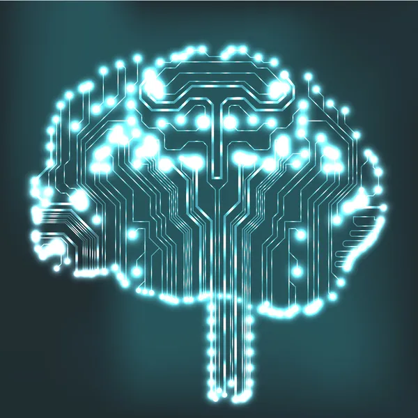 Circuit board computer style brain vector technology background — Stock Vector