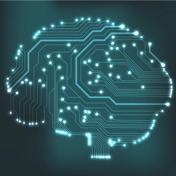 Circuit board computer style brain vector technology background — Stock Vector