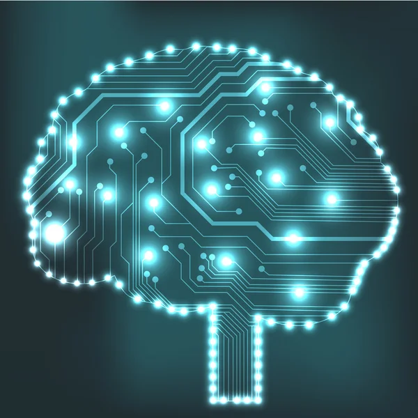 Circuito computer stile cervello vettoriale tecnologia di sfondo — Vettoriale Stock