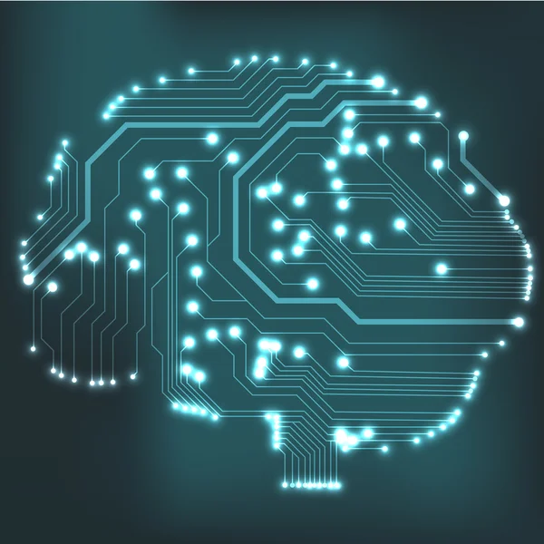 Circuit board computer style brain vector technology background — Stock Vector