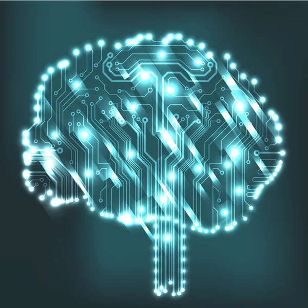 Circuito computer stile cervello vettoriale tecnologia di sfondo — Vettoriale Stock