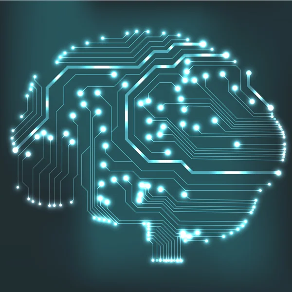 Мозговые векторные технологии в компьютерном стиле — стоковый вектор