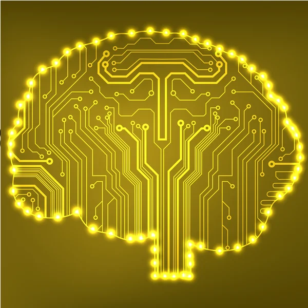 Printplaat computer stijl hersenen vector technische achtergrond. eps10 afbeelding met abstracte circuit hersenen — Stockvector