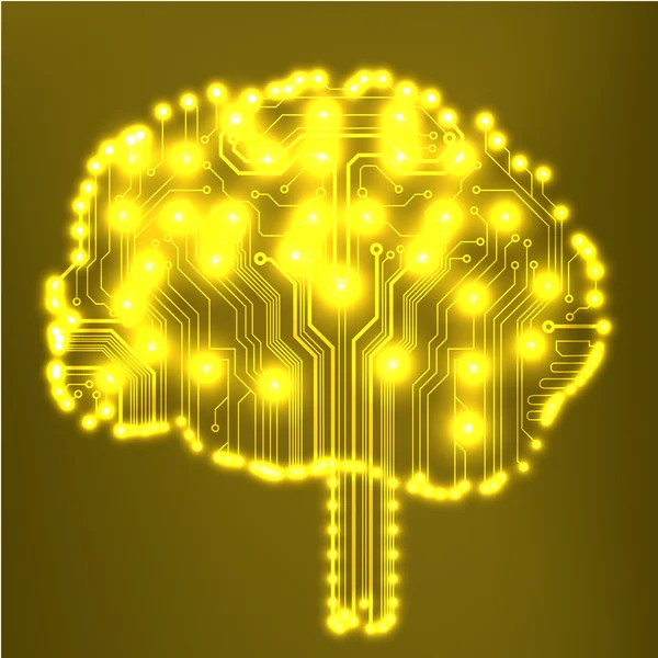 Circuit board computer style brain vector technology background — Stock Vector