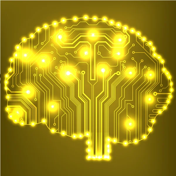 Circuit board computer style brain vector technology background — Stock Vector