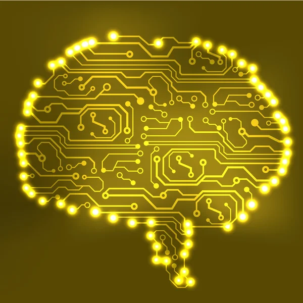 Circuit board computer style brain vector technology background — Stock Vector