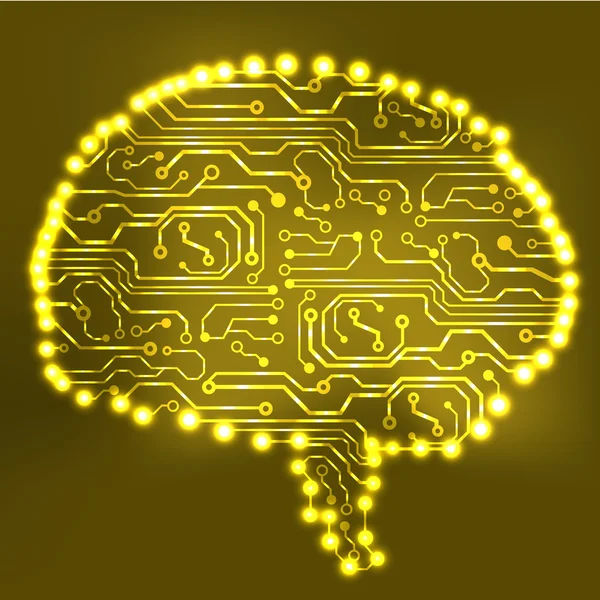 Circuito computer stile cervello vettoriale tecnologia di sfondo — Vettoriale Stock