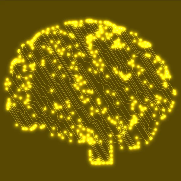 Мозговые векторные технологии в компьютерном стиле — стоковый вектор