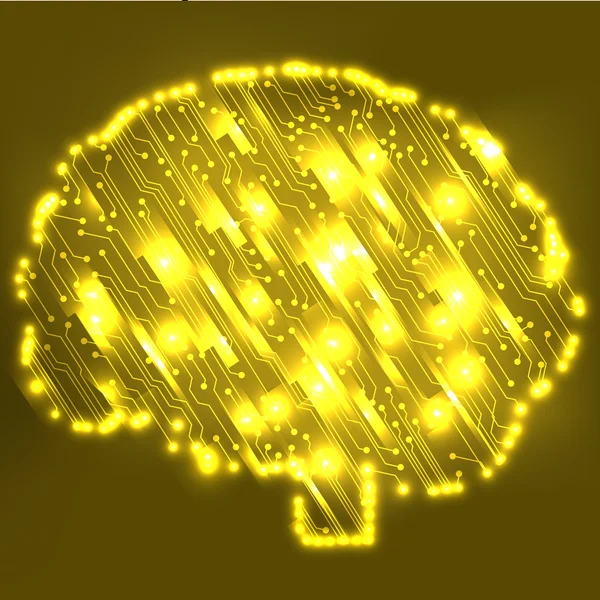 Desce počítače styl mozku vektorové technologické zázemí — Stockový vektor