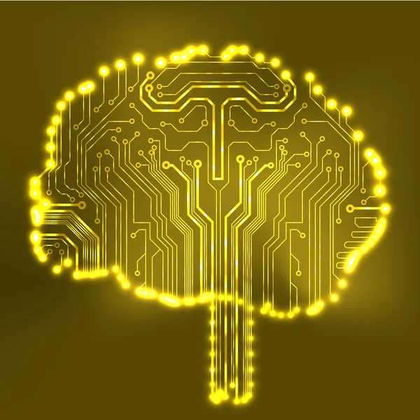 Placa de circuito computadora estilo cerebro vector tecnología fondo — Archivo Imágenes Vectoriales