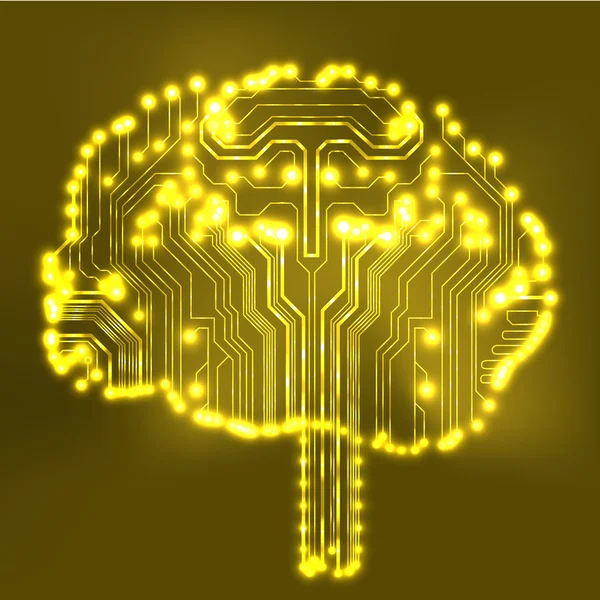 Placa de circuito de computadora estilo cerebro vector tecnología fondo. Ilustración EPS10 con cerebro de circuito abstracto — Archivo Imágenes Vectoriales