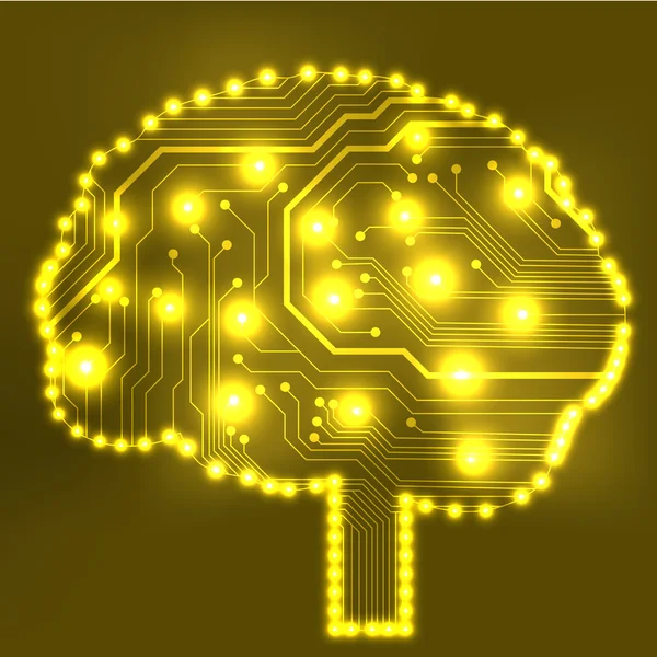 Circuit board computer style brain vector technology background. EPS10 illustration with abstract circuit brain — Stock Vector