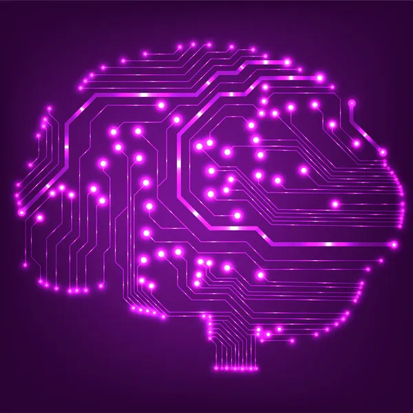 Circuit board computer style brain vector technology background — Stock Vector