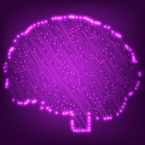 Kretskort dator stil hjärnan vektor teknik bakgrund. eps10 illustration med abstrakt krets hjärna — Stock vektor