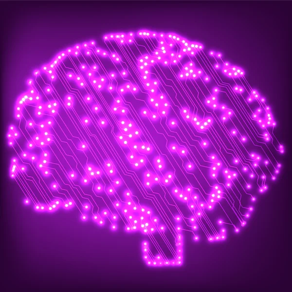 回路基板コンピューター スタイル脳ベクトル技術背景。eps10 脳は抽象的な回路図 — ストックベクタ