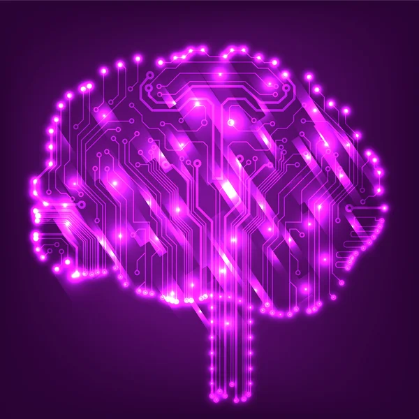 Мозговые векторные технологии в компьютерном стиле — стоковый вектор