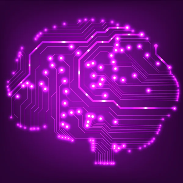 Circuit board computer style brain vector technology background — Stock Vector