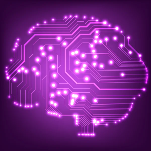 电路板的计算机风格大脑矢量技术背景 — 图库矢量图片