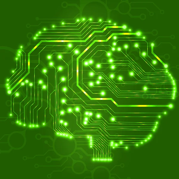 Circuit board computer style brain vector technology background — Stock Vector