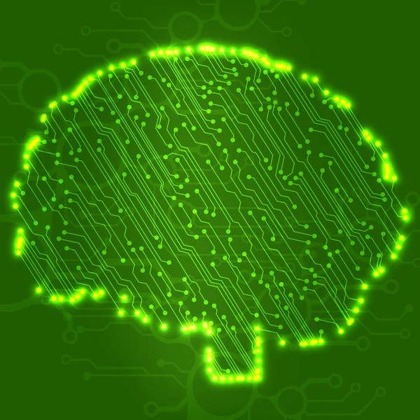 Circuit board computer style brain vector technology background — Stock Vector