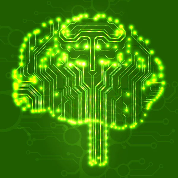 Circuit board computer style brain vector technology background — Stock Vector