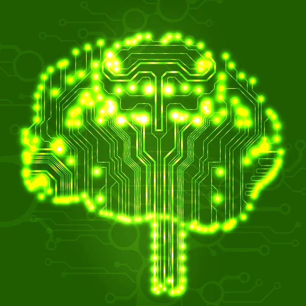 Circuit board computer style brain vector technology background — Stock Vector