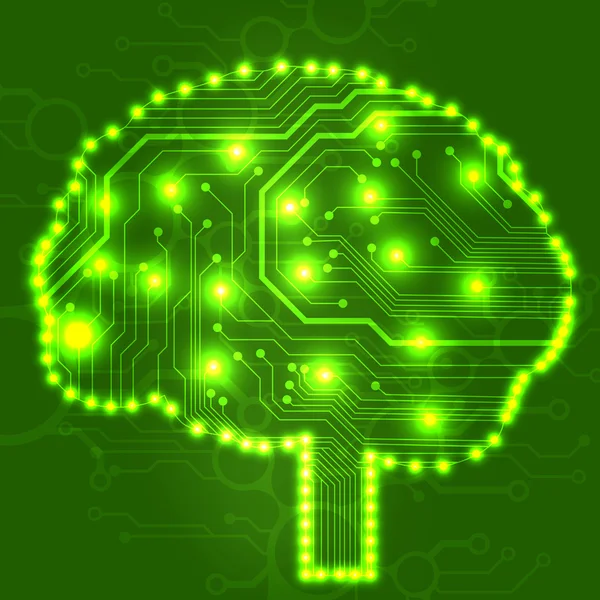 Circuit board computer style brain vector technology background — Stock Vector